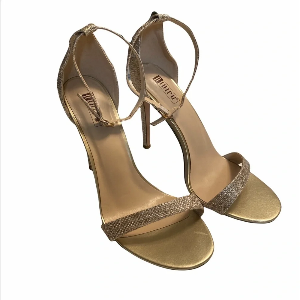 Didifu heels glitter gold stiletto open front ankle strap 4.5” heels Size 8.5